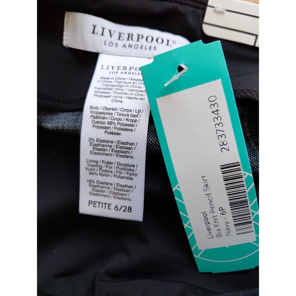New Liverpool 90s Y2k Navy Blue Plaid Pencil Skirt Sz 6 Petite - Picture 3 of 9